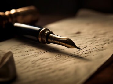 home-2 Antique quill pen on parchment, a timeless symbol of communication generated by artificial intelligence
